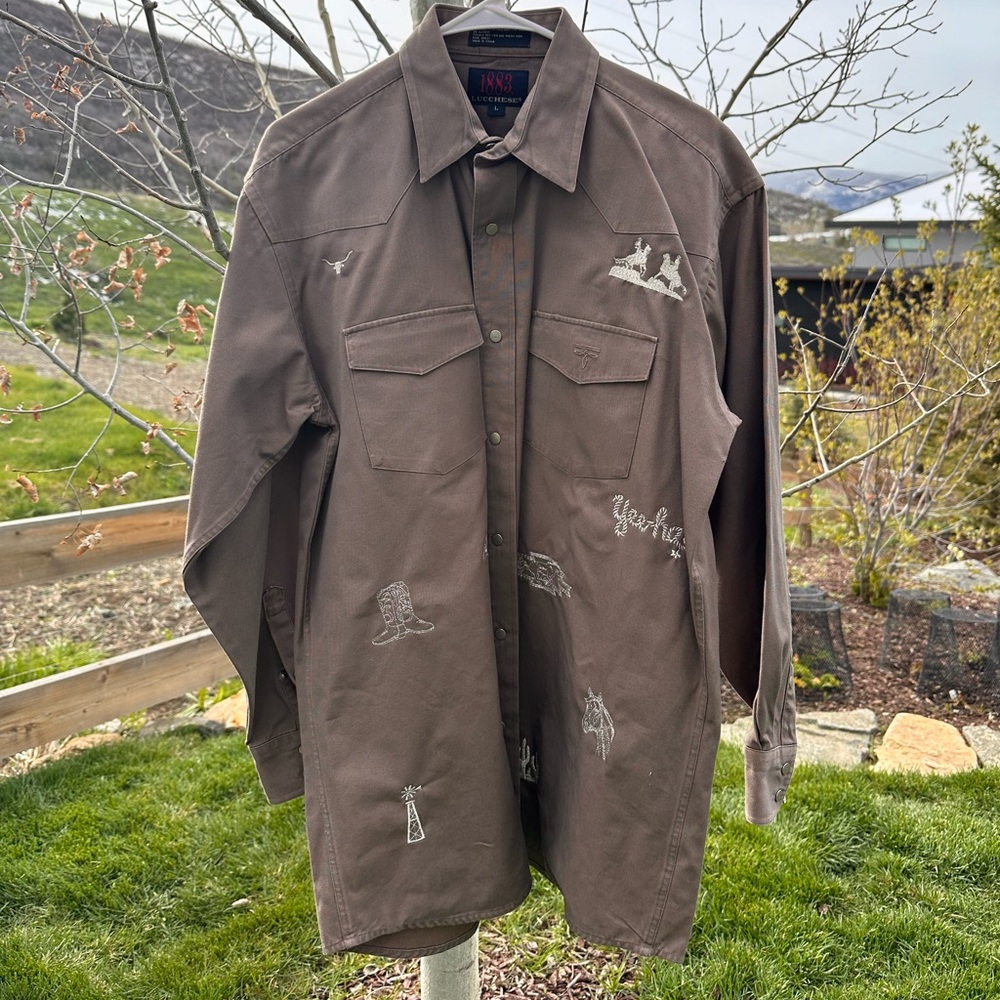 Lucchese vintage oversized western shirt size large with silver embroidery - Picture 2 of 5